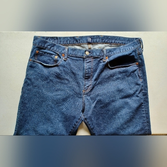 A Gap Denim Slim Men's Worn Dark Jeans - Picture 2 of 11